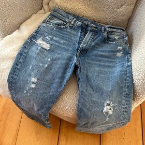 R13 cropped denim boyfriend jeans